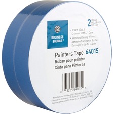 Business Source Multisurface Painter's Tape - 60 yd Length x 1" Width - 5.5 mil Thickness - 2 / Pack - Blue