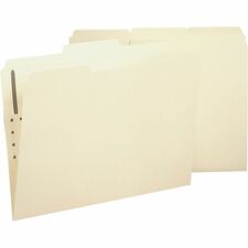 Business Source 1/3 Tab Cut Letter Recycled Fastener Folder - 8 1/2" x 11" - 1 Fastener(s) - Manila - 10% Recycled - 50 / Box