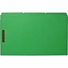 Business Source 1/3 Tab Cut Legal Recycled Fastener Folder - 8 1/2" x 14" - 3/4" Expansion - 2 Fastener(s) - 2" Fastener Capacity - Top Tab Location - Assorted Position Tab Position - Green - 10% Recycled - 50 / Box