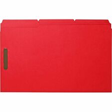 Business Source 1/3 Tab Cut Legal Recycled Fastener Folder - 8 1/2" x 14" - 3/4" Expansion - 2 Fastener(s) - 2" Fastener Capacity - Top Tab Location - Assorted Position Tab Position - Red - 10% Recycled - 50 / Box