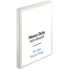 Business Source Round-ring View Binder - 1/2" Binder Capacity - Letter - 8 1/2" x 11" Sheet Size - 125 Sheet Capacity - Round Ring Fastener(s) - 2 Internal Pocket(s) - Polypropylene, Chipboard, Board - White - Wrinkle-free, Non-glare, Transfer Safe, Gap-free Ring, Durable, Sturdy, Clear Overlay - 1 Each