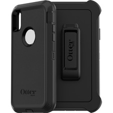 OtterBox Defender Rugged Carrying Case (Holster) Apple iPhone XR Smartphone - Black - Dirt Resistant, Bump Resistant, Scrape Resistant, Slip Resistant, Dust Resistant, Lint Resistant, Drop Resistant - Synthetic Rubber Body - Holster, Belt Clip - 6.43" (16