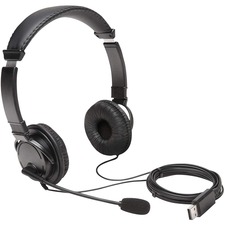 Kensington Hi-Fi Headset with Microphone - Stereo - USB Type A - Wired - Over-the-head - Binaural - Ear-cup - 9 ft Cable - Noise Cancelling Microphone - Noise Canceling - Black