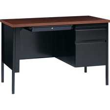 Lorell Fortress Series 45-1/2" Right Single-Pedestal Desk - 45.5" x 24"29.5" , 1.1" Top - Box, File Drawer(s) - Single Pedestal on Right Side - Square Edge