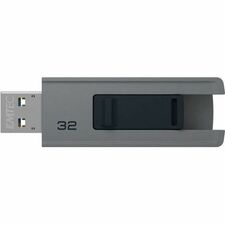 EMTEC Slide 3.0 USB Flash Drives 32 GB - 32 GB - USB 3.0 - 20 MB/s Read Speed - 10 MB/s Write Speed - Gray - 1 Each