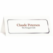 St. James® Overtures® Classic Place Cards, White, Silver Foil, Fold to 1 x 4" , Pack of 60, 71452