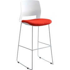 Lorell Arctic Series Bar Stool - Red Fabric, Foam Seat - White Back - 2 / Carton