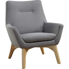 Lorell Quintessence Collection Upholstered Chair - Gray Seat - Gray Back - Low Back - Four-legged Base - 1 Each