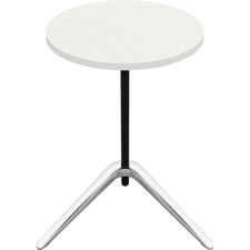 Lorell Guest Area Round Top Accent Table - White Round Top - Polished Aluminum Base - 15.8" Table Top Length x 15.8" Table Top Width - 24.6" Height