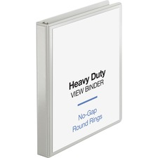 Business Source Heavy-duty View Binder - 1" Binder Capacity - Letter - 8 1/2" x 11" Sheet Size - 225 Sheet Capacity - Round Ring Fastener(s) - 2 Internal Pocket(s) - Polypropylene-covered Chipboard - White - Wrinkle-free, Non-glare, Ink-transfer Resistant, Gap-free Ring, Durable, Exposed Rivet, Heavy Duty - 1 Each
