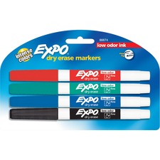 Sanford Expo Low-Odor Dry Erase Fine Tip Markers - Fine Marker Point - 4 / Set