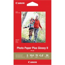 Canon PP-301 Photo Paper Plus Glossy II - 4" x 6" - 70 lb Basis Weight - 260 g/m² Grammage - Glossy - 1 Each - White