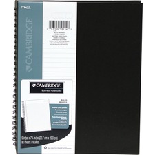 Cambridge Notebook - 80 Sheets - 160 Pages - Twin Wirebound - Ruled Margin - Hard Cover, Perforated, Heavyweight Sheet, Storage Pocket, Textured - Recycled - 1 Each