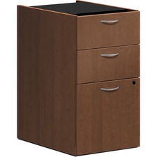 HON Foundation Shaker Cherry Laminate Desking Pedestal - 3-Drawer - 15.4" x 20.4"27.8" - 3 x Box, File Drawer(s) - Finish: Thermofused Laminate (TFL), Shaker Cherry