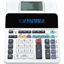 Sharp ELDP9001 Paperless Printing Calculator - Dual Power - 12 Digits - LCD - AC/DC Supply Powered - 2.6" x 7.6" x 10" - White - Desktop - 1 Each