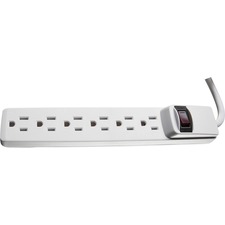 Wood Industries Six-Outlet Power Strip - 6 x AC Power - 8 ft Cord - 15 A Current - 120 V AC Voltage - 1.80 kW - White