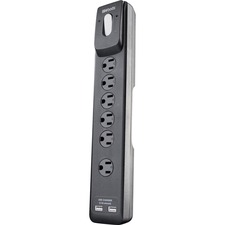 Wood Industries 6-Outlet Surge Suppressor/Protector - 6 x AC Power, 2 x USB - 1780 J - 4 ft (1.22 m)