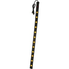 Wood Industries Power Strip - 12 x AC Power - 6 ft Cord - 480 J Surge Energy - 15 A Current - Black, Yellow
