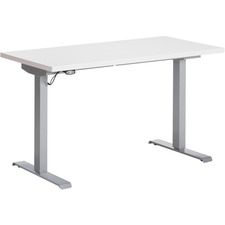 Global Foli PH3T3060 Standing Desk - Designer White Rectangle Top - Powder Coated Silver T-shaped Base - 2 Legs - 220 lb (99.79 kg) Capacity - 22.6" (574.04 mm) to 48.6" (1234.44 mm) Adjustment x 60" (1524 mm) Table Top Width x 30" (762 mm) Table Top Depth x 1" (25.40 mm) Table Top Thickness - 48.6" (1234.44 mm) Height x 58" (1473.20 mm) Width x 29" (736.60 mm) Length - Assembly Required - Thermofused Laminate (TFL) Top Material - 1 Each