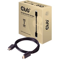 Club 3D Ultra High Speed HDMI&trade; Cable 10K 120Hz 48Gbps M/M 1 m./3.28 ft. - 3.3 ft (1 m) HDMI A/V Cable for Audio/Video Device - First End: 1 x 19-pin HDMI 2.1 Type A Digital Audio/Video - Male - Second End: 1 x 19-pin HDMI 2.1 Type A Digital Audio/Video - Male - 48 Gbit/s - Shielding - Gold Plated Connector - 30 AWG