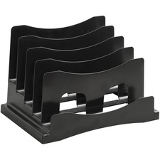 Merangue Desktop File Organizer - 5 Compartment(s) - 9.3" (234.95 mm) Height x 13.8" (349.25 mm) Width x 9.3" (234.95 mm) Depth - Desktop - Black - 1 Each