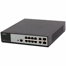 Luxul 12-Port Front-Facing Rackmount Switch - 8-PoE+ Ports - US Power Cord