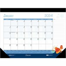 House of Doolittle Monthly Deskpad Calendar Seasonal Holiday Depictions 22 x 17 Inches - Julian Dates - Monthly - 12 Month - January 2024 - December 2024 - 1 Month Single Page Layout - Desk Pad - Multi - Leatherette - 17" Height x 22" Width - Recyclable, Notes Area, Holiday Listing, Reference Calendar - 1 Each