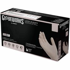Gloveworks Latex Gloves, Powder-Free, 5 mil, Large, Ivory, 100/Box