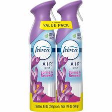 Febreze Air Spring/Renewal Spray Pack - Liquid - 8.8 fl oz (0.3 quart) - Spring & Renewal - 2 / Pack - Odor Neutralizer, VOC-free
