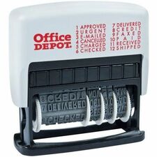 Office Depot® Brand Self-Inking 12-in-1 Micro Message Stamp Dater, 1-1/ ...