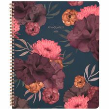 At-A-Glance Dark Romance 2024 Weekly Monthly Planner, Large, 8 1/2" x 11" - Large Size - Julian Dates - Weekly, Monthly - 13 Month - January 2024 - January 2025 - 1 Week, 1 Month Double Page Layout - 8 1/2" x 11" White Sheet - Wire Bound - Multicolor - Dark Blue CoverContact Sheet, Tabbed, Double-sided Pocket, Holiday Listing, Bleed Resistant Paper, Unruled Daily Block, Reference Calendar, Soft Cover, Notes Area - 1 Each