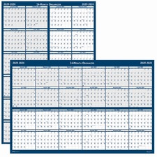 House of Doolittle 2 Year Wipe Off Classic Wall Calendar - Julian Dates - Yearly - 24 Month - January 2024 - December 2024 - 37" x 24" Sheet Size - Wire Bound - Blue - 6" Height - Laminated, Write on/Wipe off, Reversible - 1 Each