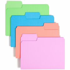 Smead SuperTab 1/3 Tab Cut Letter Recycled Top Tab File Folder - 8 1/2" x 11" - 3/4" Expansion - Top Tab Location - Bright Purple, Bright Pink, Bright Green, Bright Blue - 10% Recycled - 24 / Pack