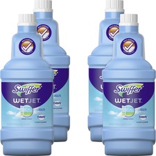 Swiffer WetJet Floor Cleaner - 42.2 fl oz (1.3 quart) - Open-Window Fresh Scent - 4 / Carton - Quick Drying, Haze-free, Streak-free - Clear