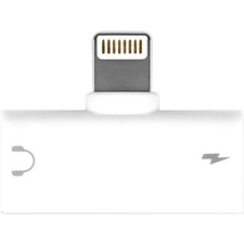 Aluratek Dual Lightning Adapter For iPhone/iPad - 1 x Lightning Proprietary Connector Male - 1 x Lightning Proprietary Connector Female, 1 x Mini-phone Audio Female - 1 / Each
