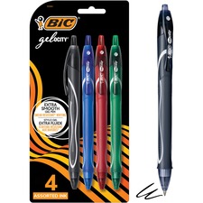 BIC Gel-ocity Gel Pen - Medium Pen Point - 0.7 mm Pen Point Size - Retractable - Assorted Gel-based Ink - 4 / Pack