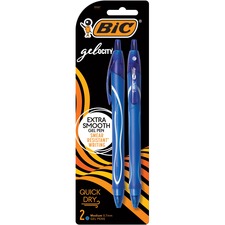 BIC Gel-ocity Gel Pen - Medium Pen Point - 0.7 mm Pen Point Size - Retractable - Blue Gel-based Ink - 2 / Pack