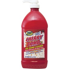 Zep Cherry Bomb Gel Hand Cleaner - Mild Cherry ScentFor - 48 fl oz (1419.5 mL) - Dirt Remover, Grime Remover, Odor Remover, Grease Remover, Paint Remover, Adhesive Remover, Ink Remover, Soil Remover, Oil Remover, Tar Remover, Carbon Remover, ... - Hand, Skin - Moisturizing - Red - 1 Each