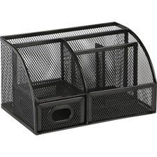 Lorell Black Mesh/Wire Desktop Organizer, 15.8 x 12.9 x 14.4