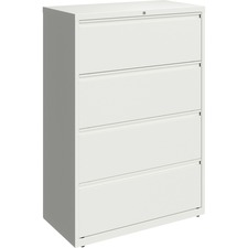 Lorell Fortress Series Lateral File - 36" x 18.6" x 52.5" - 4 x Drawer(s) for File - Letter, Legal, A4 - Hanging Rail, Magnetic Label Holder, Locking Drawer, Locking Bar, Ball Bearing Slide, Reinforced Base, Adjustable Leveler, Interlocking, Anti-tip - White - Steel - Recycled