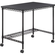 Safco Mobile Wire Desk - For - Table TopMelamine, Black Top x 35.8" Table Top Width x 24" Table Top Depth - 30.8" Height - Assembly Required - Black - 1 Each