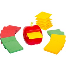 Post-it® Dispenser Note Apple Shape Dispenser - Candy Apple Red, Sunnyside, Lucky Green