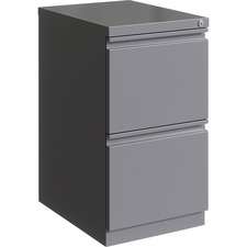 Lorell File/File Mobile Pedestal - 15" x 19.9" x 27.8" for File - Letter - Mobility, Ball-bearing Suspension, Removable Lock, Pull-out Drawer, Recessed Drawer, Casters, Key Lock - Gray - Steel - Recycled