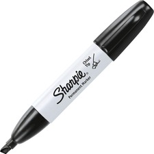 Sharpie Large Barrel Permanent Markers - Chisel Marker Point Style - Black - 1 Box