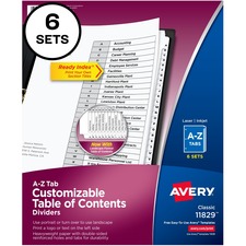AVE11829 - Avery® A-Z Black & White Table of Contents Dividers