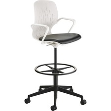 Safco Shell Extended-Height Chair - Black Vinyl Plastic Seat - White Plastic Back - 5-star Base - 1 Each