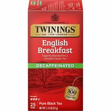 Twinings of London Decaf English Breakfast Black Tea Bag - 1.8 oz - 25 / Box