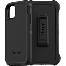 OtterBox Defender Carrying Case (Holster) Apple iPhone 11 Smartphone - Black - Dirt Resistant Port, Dust Resistant Port, Lint Resistant Port, Anti-slip, Drop Resistant - Belt Clip - 1 Pack