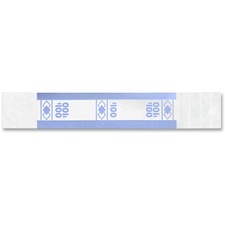 ICONEX Currency Straps - $100 Denomination - Sturdy, Color Coded, Adhesive - Kraft Paper - Blue - 1000 / Pack