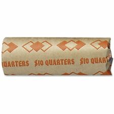 ICONEX Tubular Kraft Paper Coin Wrappers - Total $10 in 25¢ Denomination - Sturdy, Color Coded - Kraft Paper - Orange - 1000 / Carton